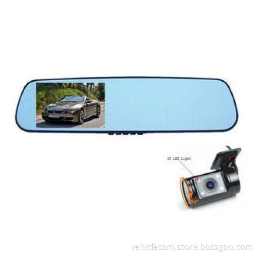 4.3 Inch LCD AVI F20 HD 1080p Rear View Mirror DVR With Dua